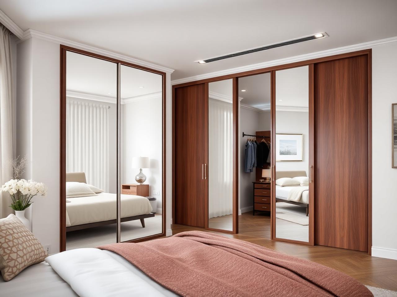 Placard à portes coulissantes miroir dans une chambre